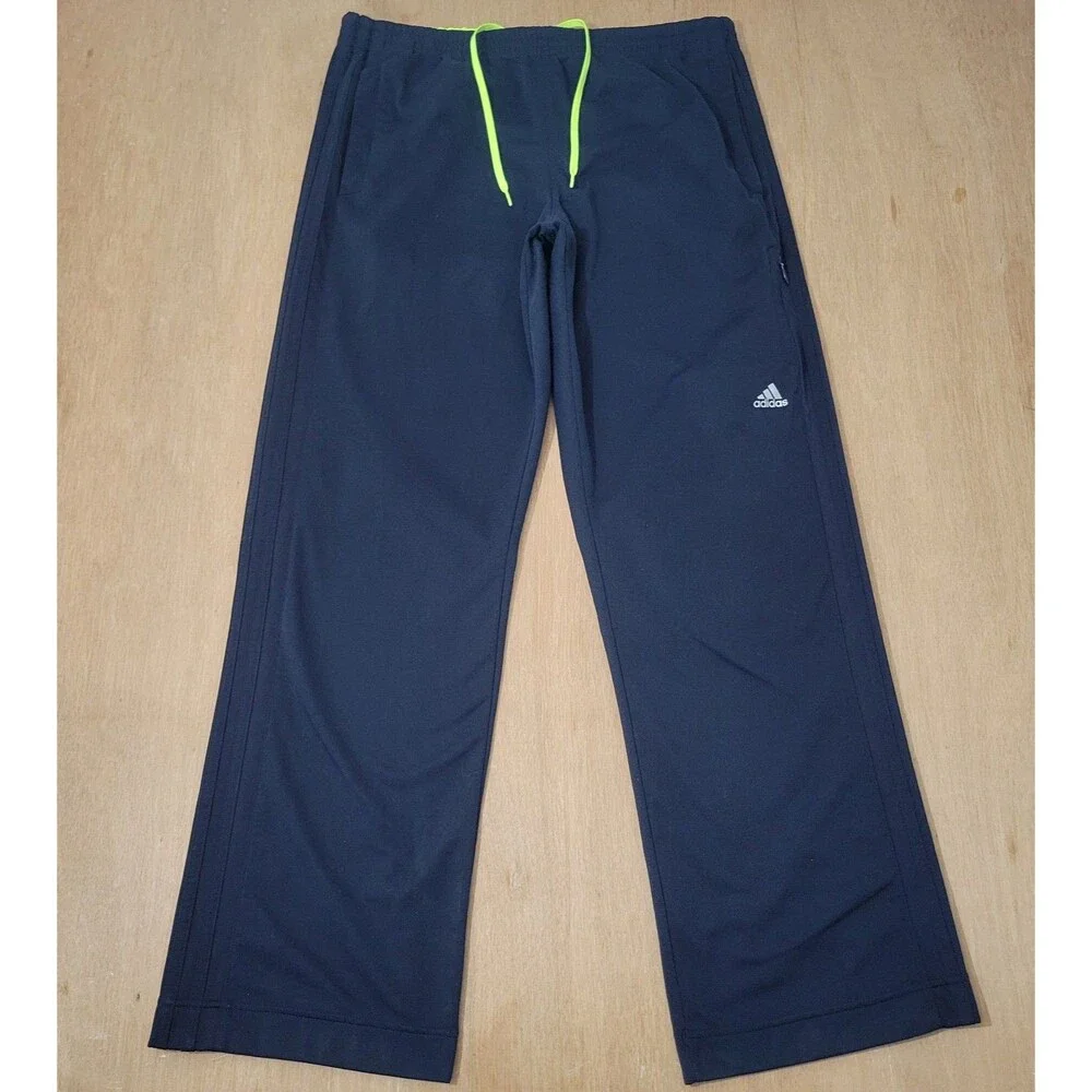 Adidas Navy Blue Performance Sweatpants Large Men's Blue Stripes Side ACTIVE